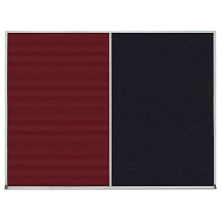 United Visual Products Double Door Radius Corkboard, 60"x36", Sat UV7004RC-SATIN-PEARL